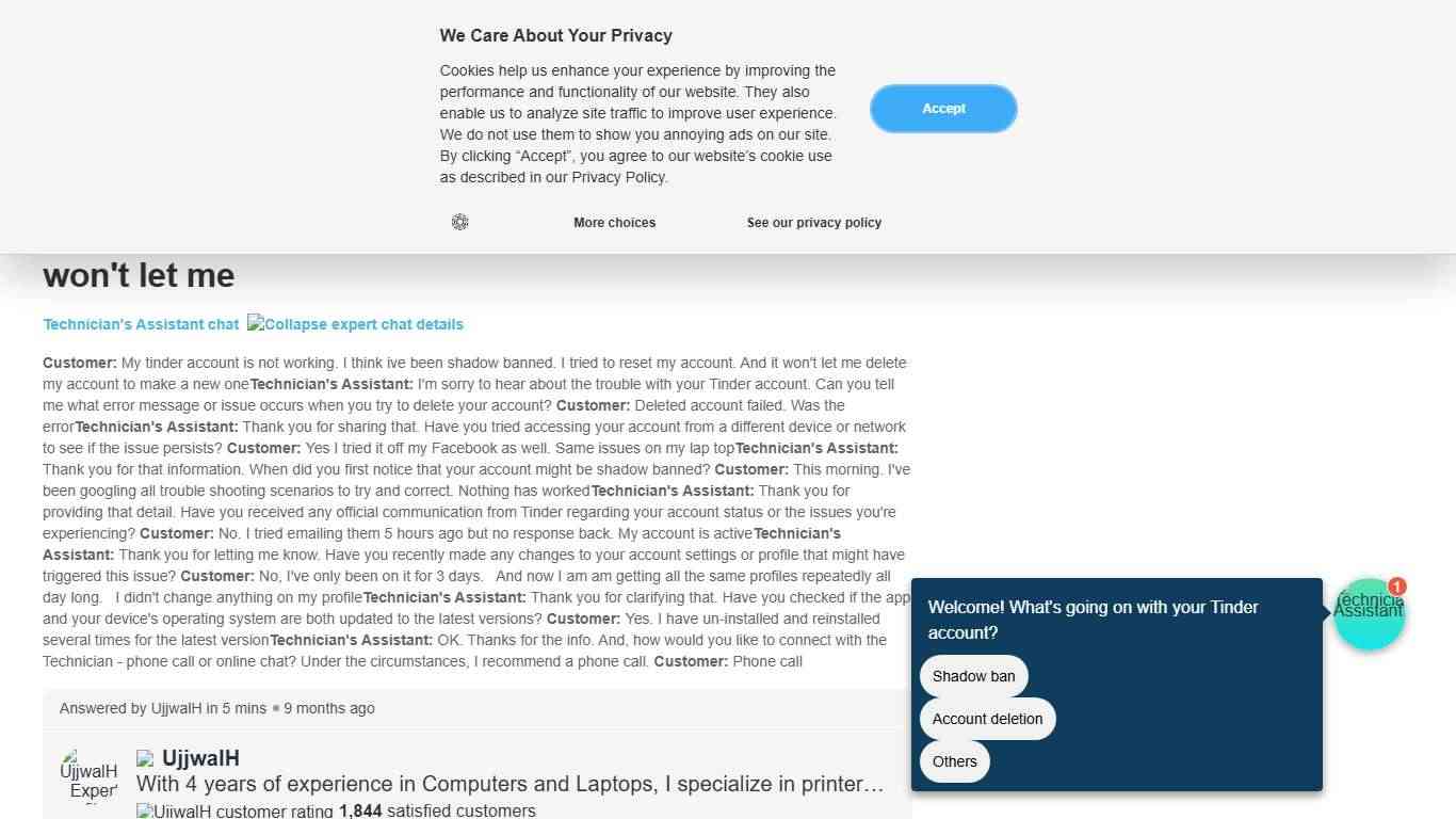 My tinder account is not working. I think ive been shadow banned. I tried to reset my account. And it won't let me